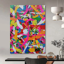 Load image into Gallery viewer, “Color Explosion Abstract Splatter” - Multicolor Abstract Art on Canvas DKH1277