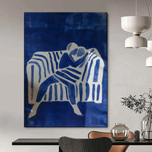 Load image into Gallery viewer, Blue - White Abstract Love Scene Painting, Ideal for Romantic Bedroom & Intimate Lounge LargeART2036