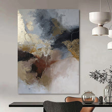 Load image into Gallery viewer, “Neutral - Gold Abstract Fusion” Abstract Painting on Canvas, Luxe Living Room Art DKH1017