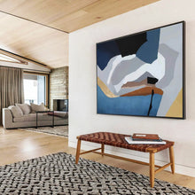 Load image into Gallery viewer, Geometric Abstract Painting in Cool Colors for Mid - Century Modern Home & Art Gallery DKH173