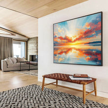 Load image into Gallery viewer, Vivid Sunset Seascape Abstract Painting on Canvas - “Blazing Horizons” DKH622