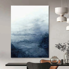 Load image into Gallery viewer, “Misty Blue Waves” Abstract Watercolor - Inspired Painting on Canvas, Ethereal Artwork DKH939