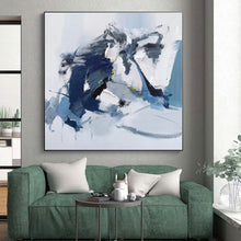 Load image into Gallery viewer, Oversized Blue - Gray Abstract Art for Contemporary Bedroom & Art Gallery Nook LargeART0485