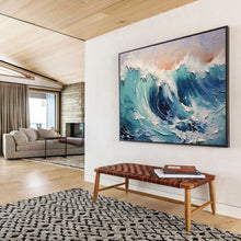 Load image into Gallery viewer, Turquoise Wave Textured Abstract Painting on Canvas - “Coastal Rhythm” DKH679