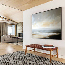 Load image into Gallery viewer, Hand - painted Minimalist Beach Horizon Acrylic Art for Scandinavian - Style Bedrooms LargeART1701