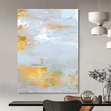 Load image into Gallery viewer, “Gold Whispers” - Light blue, white with delicate gold strokes DTP160