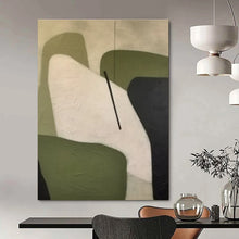 Load image into Gallery viewer, Green & White Geometric Abstract Painting, Ideal for Modern Home Office & Contemporary Lounge LargeART1470