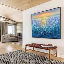 Load image into Gallery viewer, Seaside Sunset “Vibrant Horizon” Painting on Canvas, Luminous Ocean Art DKH855