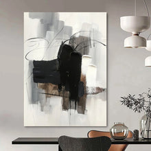 Load image into Gallery viewer, “Abstract Black and White Expressions” - Black, White, Grey Abstract Art on Canvas DKH1275