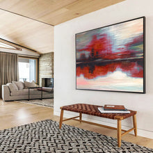 Load image into Gallery viewer, Red - Toned Abstract Landscape Painting On Canvas DKH384
