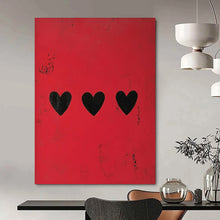 Load image into Gallery viewer, Red and Black Hearts Abstract Art for Romantic Bedroom & Trendy Gift Shop LargeART0950