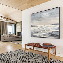 Load image into Gallery viewer, Monochrome Seascape Abstract Painting on Canvas - “Gray - Toned Tranquility” DKH630