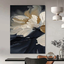 Load image into Gallery viewer, Cream and Black Floral Art, Suited for Elegant Bedroom & Sophisticated Lounge LargeART1091