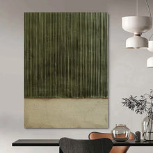 Load image into Gallery viewer, Large - Format Hand - painted Dark Green Ribbed Texture Acrylic Art for Nature - Inspired Entryways LargeART0217