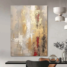 Load image into Gallery viewer, Gray, Gold & Red Abstract Fusion Acrylic Art, Nice for Office & Dining Area LargeART1017