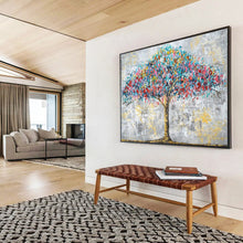 Load image into Gallery viewer, Colorful Tree Impasto - Lively Living Room Art LargeART1514