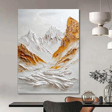 Load image into Gallery viewer, White & Gold Textured Mountain Abstract Sculpture - Painting, Perfect for Minimalist Living Room & Inspirational Office LargeART2072