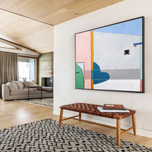 Load image into Gallery viewer, Pink - Accented Geometric Abstract Painting on Canvas DKH548