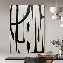 Load image into Gallery viewer, Bold Black - White Abstract Forms Abstract Canvas Painting, Perfect for Minimalist Gallery & Chic Office Reception LargeART1133