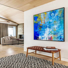 Load image into Gallery viewer, Blue Abstract Expressionist Painting On Canvas DKH439