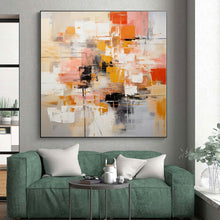 Load image into Gallery viewer, Oversized Hand - painted Warm - Toned Abstract Cityscape Acrylic Art for Urban - Chic Dining Areas LargeART0225
