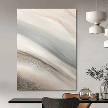 Load image into Gallery viewer, “Flowing Beige and Grey with Silver” - Beige, Grey, Silver Abstract Art on Canvas DKH1215