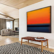 Load image into Gallery viewer, Orange And Blue Abstract Sunset Painting On Canvas DKH449