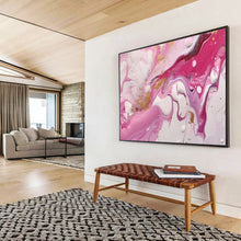 Load image into Gallery viewer, Pink Marble Dream Hand-Painted Abstract Acrylic Art for Girl’s Room Decor LargeART1617
