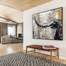 Load image into Gallery viewer, Textured Bull Head Abstract Painting On Canvas for Bold Living Room & Masculine Study DKH336