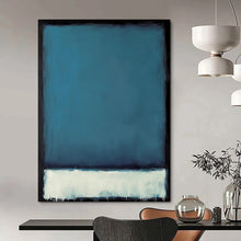 Load image into Gallery viewer, Blue, White & Black Color - Blocked Abstract Painting, Ideal for Modern Office & Calm Reading Nook LargeART1953