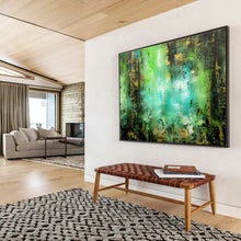 Load image into Gallery viewer, “Lush Green Glow” Abstract Forest Painting on Canvas, Nature - Inspired Art DKH921