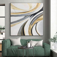 Load image into Gallery viewer, Massive Gold, Gray, and White Swirl Acrylic for Luxury Bedroom & Sophisticated Office LargeART0320