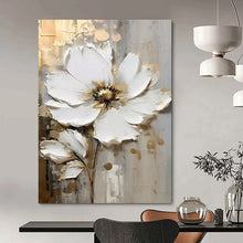 Load image into Gallery viewer, “Elegant Bloom” White flowers with gold accents on textured background. DTP300