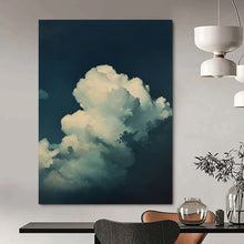 Load image into Gallery viewer, “Dreamy Clouds on Dark Blue” - Symbolist Abstract Acrylic, Great for Meditation Room and Bedroom DTP020