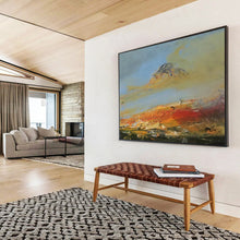 Load image into Gallery viewer, Expressive Mountain and Sky in Warm Hues Abstract acrylic painting DLZ039