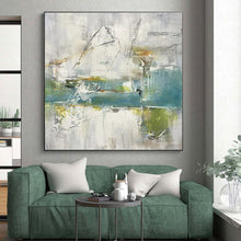 Load image into Gallery viewer, Gray - Green Abstract Layers Art for Modern Studio Apartment & Nature - Inspired Office LargeART0893