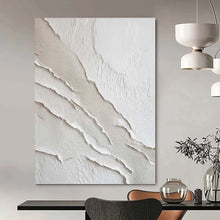 Load image into Gallery viewer, Large - Scale Hand - painted White Textured Lines Acrylic Art for Minimalist Galleries LargeART0172