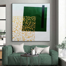 Load image into Gallery viewer, Oversized Green - Yellow Geometric Abstract Art for Garden Room & Modern Café LargeART0463