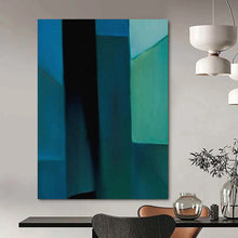 Load image into Gallery viewer, Dark Geometric Abstract Art, Moody Blue Layers for Dramatic Living Room & Edgy Studio LargeART2256