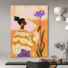 Load image into Gallery viewer, Colorful Abstract Figure & Flower Art, Ideal for Bohemian Living Room & Vibrant Sunroom LargeART2039