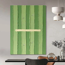 Load image into Gallery viewer, Green Striped Abstract with Figures, Suited for Whimsical Garden Room & Sports - Lover’s Den LargeART1356