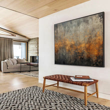 Load image into Gallery viewer, Gray - Orange Textured Abstract Painting On Canvas DKH369