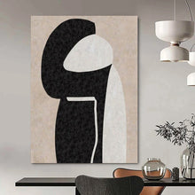 Load image into Gallery viewer, Black & White Abstract Figure Abstract Canvas Painting, Ideal for Minimalist Bedroom & Modern Gallery LargeART1134