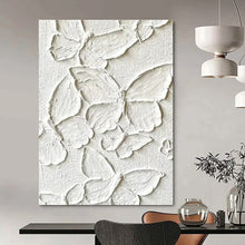 Load image into Gallery viewer, White Textured Butterflies Abstract Painting, Perfect for Whimsical Nursery & Feminine Boudoir LargeART1468