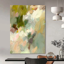 Load image into Gallery viewer, “Ethereal Green Floral Mist” - Mint, Pink, Purple Abstract Art on Canvas DKH1352