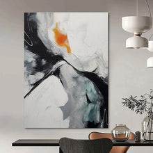 Load image into Gallery viewer, Black, White & Orange Abstract Painting, Ideal for Modern Living Room & Creative Studio LargeART1464