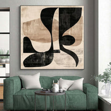 Load image into Gallery viewer, Oversized Black & Beige Geometric Abstract Art for Hotel Lobby & Home Study LargeART0385