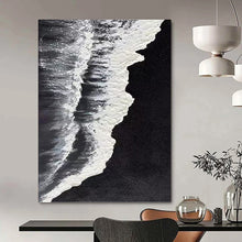 Load image into Gallery viewer, “Monochrome Shoreline” Abstract Coastal Painting on Canvas, Minimalist Decor DKH962