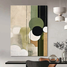 Load image into Gallery viewer, Geometric Green & Black Abstract Canvas Painting 2, Great for Contemporary Bedroom & Art - Filled Office LargeART1277