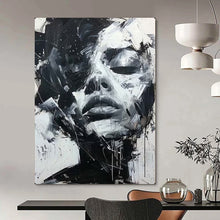 Load image into Gallery viewer, Monochrome Expressive Abstract Art, Ideal for Edgy Living Room & Creative Studio LargeART2139